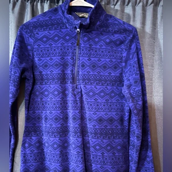 Eddie Bauer Fleece fitted 1/4 zip Patterned L Top - Picture 4 of 5
